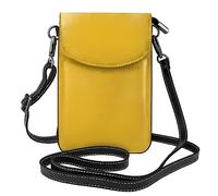 YYHWHJDE Leather Crossbody Small Cell Phone Purse 7.6x4.9in Solid Color Gold Pattern For Walking, Camping, Shopping, Travel, And Outdoor Use