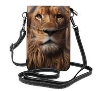 YYHWHJDE Leather Crossbody Small Cell Phone Purse 7.6x4.9in The Lion'S Gaze Pattern For Walking, Camping, Shopping, Travel, And Outdoor Use