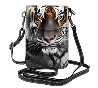 YYHWHJDE Leather Crossbody Small Cell Phone Purse 7.6x4.9in Tiger At Rest Pattern For Walking, Camping, Shopping, Travel, And Outdoor Use