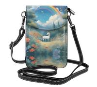 YYHWHJDE Leather Crossbody Small Cell Phone Purse 7.6x4.9in Unicorns In The Distance Pattern For Walking, Camping, Shopping, Travel, And Outdoor Use