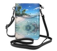 YYHWHJDE Leather Crossbody Small Cell Phone Purse 7.6x4.9in Water Rush To Tropical Beach Pattern For Walking, Camping, Shopping, Travel, And Outdoor Use