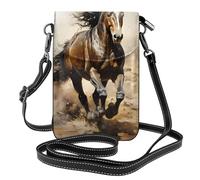 YYHWHJDE Leather Crossbody Small Cell Phone Purse 7.6x4.9in Western Horse Pattern For Walking, Camping, Shopping, Travel, And Outdoor Use