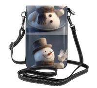 YYHWHJDE Leather Crossbody Small Cell Phone Purse 7.6x4.9in White Dove On Snowman Pattern For Walking, Camping, Shopping, Travel, And Outdoor Use