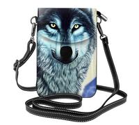 YYHWHJDE Leather Crossbody Small Cell Phone Purse 7.6x4.9in Wolf Under Moon Pattern For Walking, Camping, Shopping, Travel, And Outdoor Use