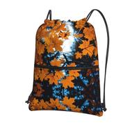 YYHWHJDE Leaves Autumn Tree Branches Prints Drawstring Backpack Waterproof Gym Bag - Lightweight Foldable Sport Cover with Zipper Pocket for Travel Hiking