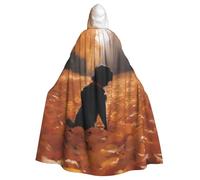 YYHWHJDE Leaves with dogs Picture Halloween Adult Hooded Cloak for Role-Playing, Costumes, and Theme Parties