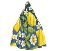 YYHWHJDE Lemon and Flower Prints Halloween Adult Hooded Cloak for Parties and Costumes