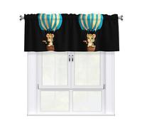 YYHWHJDE Leopard Cub On Hot Air Balloon Prints Kitchen Tier Curtains 54x18 - Peach Skin Window Layers for Soft Light & Easy Style