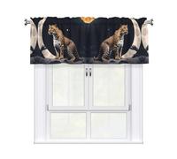 YYHWHJDE Leopard On The Moon Prints Kitchen Tier Curtains 54x18 - Peach Skin Window Layers for Soft Light & Easy Style
