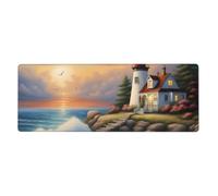 YYHWHJDE Lighthouse Diamond Painting Pattern Extra Large Mouse Pad, Computer Office Anti Slip Gaming Keyboard Thickened Version 12x31.5in