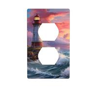 YYHWHJDE Lighthouse Diamond Painting Prints Double Socket Wall Panel Electrical Socket Cover Plate Shatter Decoration Durable 4.5x2.76in