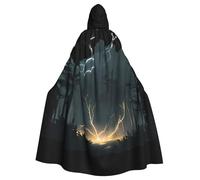 YYHWHJDE Lightning breaks the darkness Picture Adult Halloween hooded jacket cloak long party cloak suitable for men and women