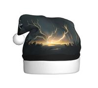 YYHWHJDE Lightning breaks the darkness Prints Christmas Hat for Adult Soft, lightweight Holiday party use