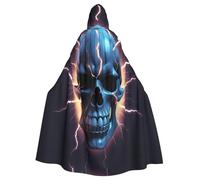YYHWHJDE Lightning In The Skull Prints Adult Hooded Cloak is a super large, comfortable, and durable Halloween hooded poncho