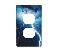 YYHWHJDE Lightning Picture Double Socket Wall Panel Electrical Socket Cover Plate is Shatter Resistant and Durable 4.5x2.76in