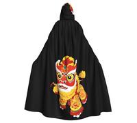 YYHWHJDE Lion dance with a long history Picture Halloween Adult Hooded Cloak for Role-Playing, Costumes, and Theme Parties