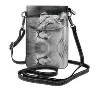 YYHWHJDE Lioness With Blue Green Eyes Genuine Leather Crossbody Phone Bag