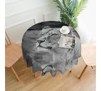 YYHWHJDE Lioness With Blue Green Eyes Prints 60in Round Table Throw - High-Grade Polyester Table Cover for Elegant Dining & Outdoor Events
