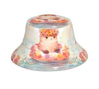 YYHWHJDE Little Alpaca on The Swimming Ring Picture Reflective Bucket Hat - Lightweight, Breathable, and Stylish Outdoor Headwear Black