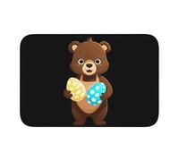 YYHWHJDE Little Bear Holding Easter Eggs Pattern Anti Slip and Thickened Floor mat Suitable for bathrooms, bedrooms, Washable Carpet Floor mats 16X24 in