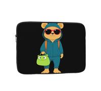 YYHWHJDE Little Bear in Sunglasses with a Frog Bag Picture Shockproof Portable Laptop Sleeve Case 13 inch for Men and Women Business Travel, School, and Office Daily Use