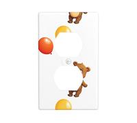 YYHWHJDE Little Bear Pulling Balloons Prints Double Socket Wall Panel Electrical Socket Cover Plate Shatter Decoration Durable 4.5x2.76in