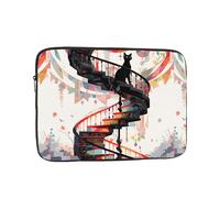 YYHWHJDE Little Black cat on The Spiral Staircase Prints Protective Shockproof Portable Laptop Sleeve Case 10 inch for Men and Women Business Travel, and Office Daily Use