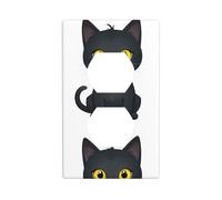 YYHWHJDE Little Black cat with Black Bell Picture Double Socket Wall Panel Decorative is Durable and Suitable for Socket Light Switch Accessories 4.5x2.76in