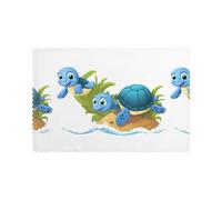 YYHWHJDE Little Blue Turtle in The Ocean Prints Placemats Set of 6 12x18in - Engineered for Durability & Heat Resistance Polyester