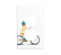 YYHWHJDE Little boy Learning to Bike Picture Double Socket Wall Panel Decorative is Durable and Suitable for Socket Light Switch Accessories 4.5x2.76in