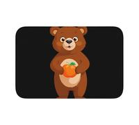YYHWHJDE Little Brown Bear Holding Persimmon Pattern Anti Slip and Thickened Floor mat Suitable for bathrooms, bedrooms, Washable Carpet Floor mats 16X24 in
