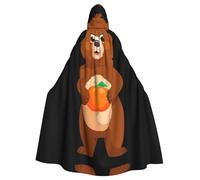 YYHWHJDE Little Brown Bear Holding Persimmon Pattern Halloween Adult Hooded Cape Cloak No Zipper, Comfortable For Costume Parties