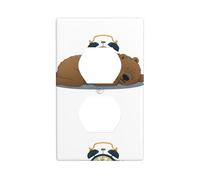 YYHWHJDE Little Brown Bear Picture Double Socket Wall Panel Decorative is Durable and Suitable for Socket Light Switch Accessories 4.5x2.76in