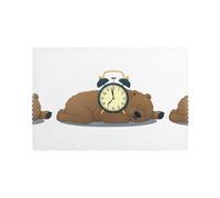 YYHWHJDE Little Brown Bear Prints Set of 6 Washable Heat Resistant Placemats for Dining Table Decor - Thick, Sturdy, and Personalized Design