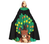 YYHWHJDE Little Brown Bear Under The Fruit Tree Pattern Halloween Adult Hooded Cape Cloak - Super Large Hooded Cloak No Zipper
