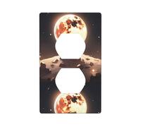 YYHWHJDE Little Brown Bear Watching The Moon Picture Double Socket Wall Panel Decorative is Durable and Suitable for Socket Light Switch Accessories 4.5x2.76in