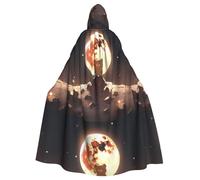 YYHWHJDE Little Brown Bear Watching The Moon Picture Halloween Adult Hooded Cape Cloak No Zipper, Comfortable For Costume Parties
