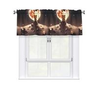 YYHWHJDE Little Brown Bear Watching The Moon Prints Short Curtains with Valance Rod 54x18in Home Decor for Kitchen Bathroom Laundry Room Studio Upper Window