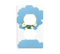 YYHWHJDE Little Clouds in The Bouquet Picture Double Socket Wall Panel Decorative is Durable and Suitable for Socket Light Switch Accessories 4.5x2.76in