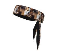 YYHWHJDE Little Corgi chewing bones Pattern Sports Double-Sided Headscarf Quick Drying, Moisture Wicking for Women, Girls, and Men
