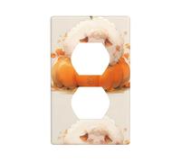YYHWHJDE Little Fat Sheep on The Pumpkin Picture Double Socket Wall Panel Decorative is Durable and Suitable for Socket Light Switch Accessories 4.5x2.76in