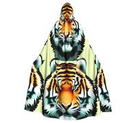 YYHWHJDE Little Fat Tiger Head Pattern Halloween Adult Hooded Cape Cloak - Super Large Hooded Cloak No Zipper