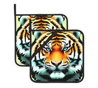 YYHWHJDE Little fat tiger head Pattern Square Insulated Pot Mat 2-piece Thick Durable for Heat Insulation for Microwave, Oven, and Outdoor Grilling