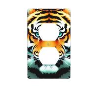 YYHWHJDE Little Fat Tiger Head Prints Double Socket Wall Panel Decorative for Residential and Commercial Areas 4.5x2.76in