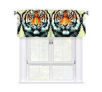 YYHWHJDE Little Fat Tiger Head Prints Kitchen Tier Curtains 54x18 - Peach Skin Window Layers for Soft Light & Easy Style