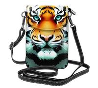 YYHWHJDE Little Fat Tiger Head Prints Small Leather Women'S Crossbody Flip Phone Bag, Waterproof And Durable