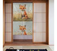 YYHWHJDE Little fox in the field Prints Curtain two Pieces Spliced 34x56in Fabric curtains, room dividers for Hanging Between Rooms, at Doorways
