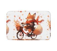 YYHWHJDE Little Fox Riding a Bicycle Pattern Anti Slip and Thickened Floor mat Suitable for bathrooms, bedrooms, Washable Carpet Floor mats 16X24 in