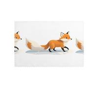 YYHWHJDE Little Fox Walking On The Snow Prints Placemats Set of 6 12x18in - Elevate Every Meal with Durable & Customizable Table Layers