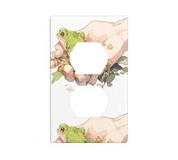 YYHWHJDE Little Frog in The Palm of Your Hand Picture Double Socket Wall Panel Decorative is Durable and Suitable for Socket Light Switch Accessories 4.5x2.76in